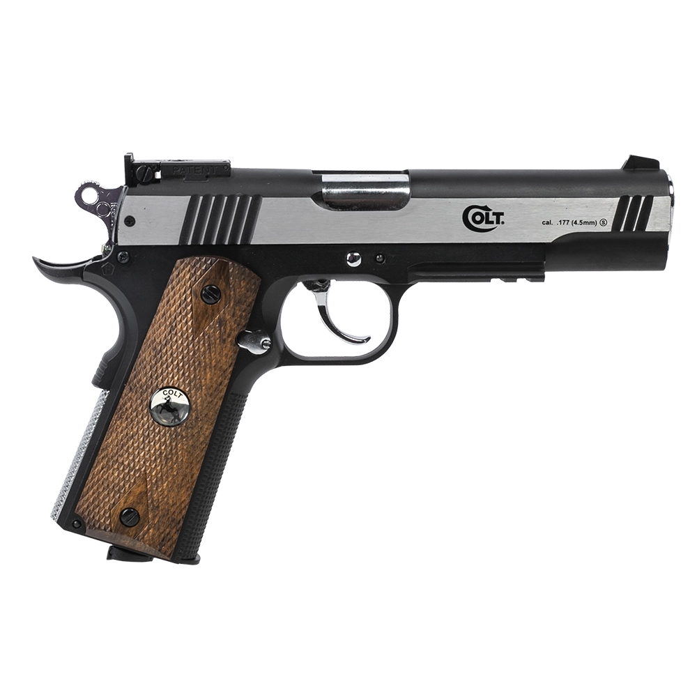 Пистолет пневматический Colt Special Combat (никель с пластиковыми накладками под дерево). Фото №2
