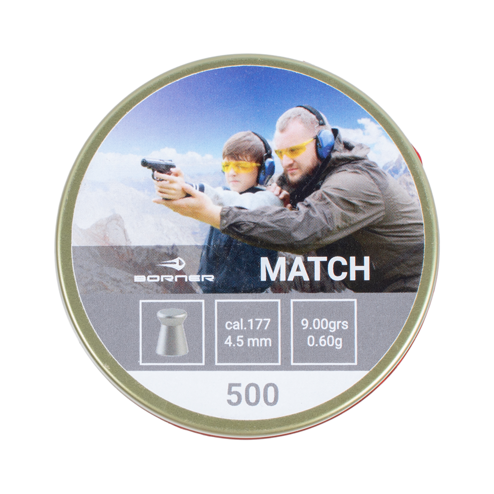 Пуля пневматическая Borner " Match",  4,5 (500 шт.) 0,60гр. (30 шт в коробке). Фото №1