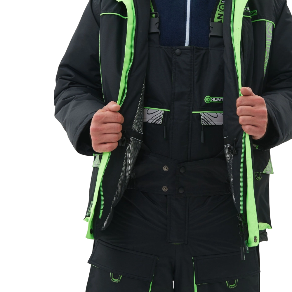 Костюм зимний Huntsman Elbrus ткань Hit Membrane цвет Черный/Лайм р. 48-50/182-188. Фото №3