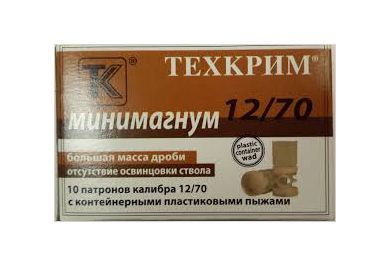 Патрон Техкрим 12/70 Минимагнум № 0000 (в упаковке 10 шт) (в коробке 240 шт.). Фото №1