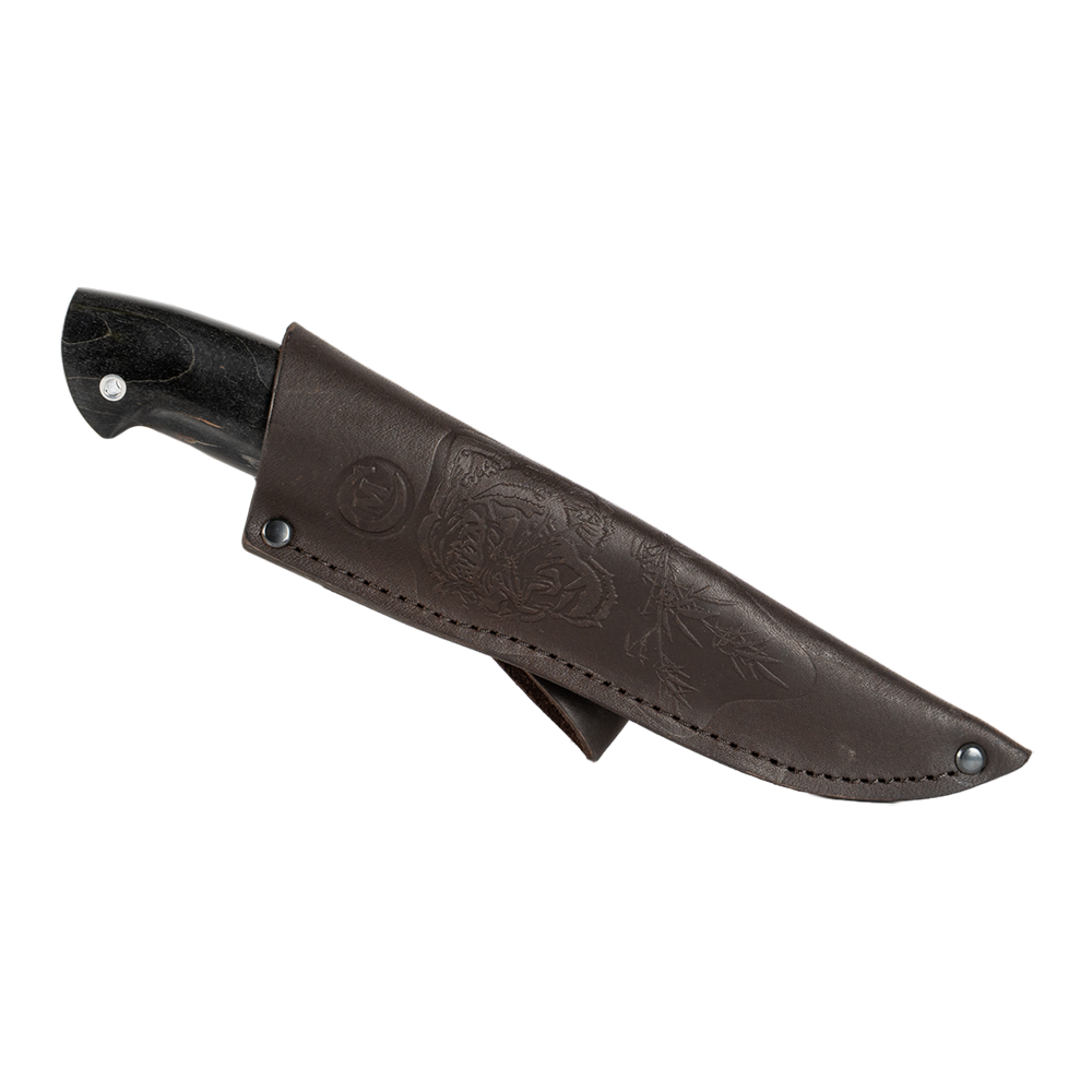 Нож МС Соболь, клинок D2, рукоять стабилизированная карельская береза, литье мельхиор. Фото №6