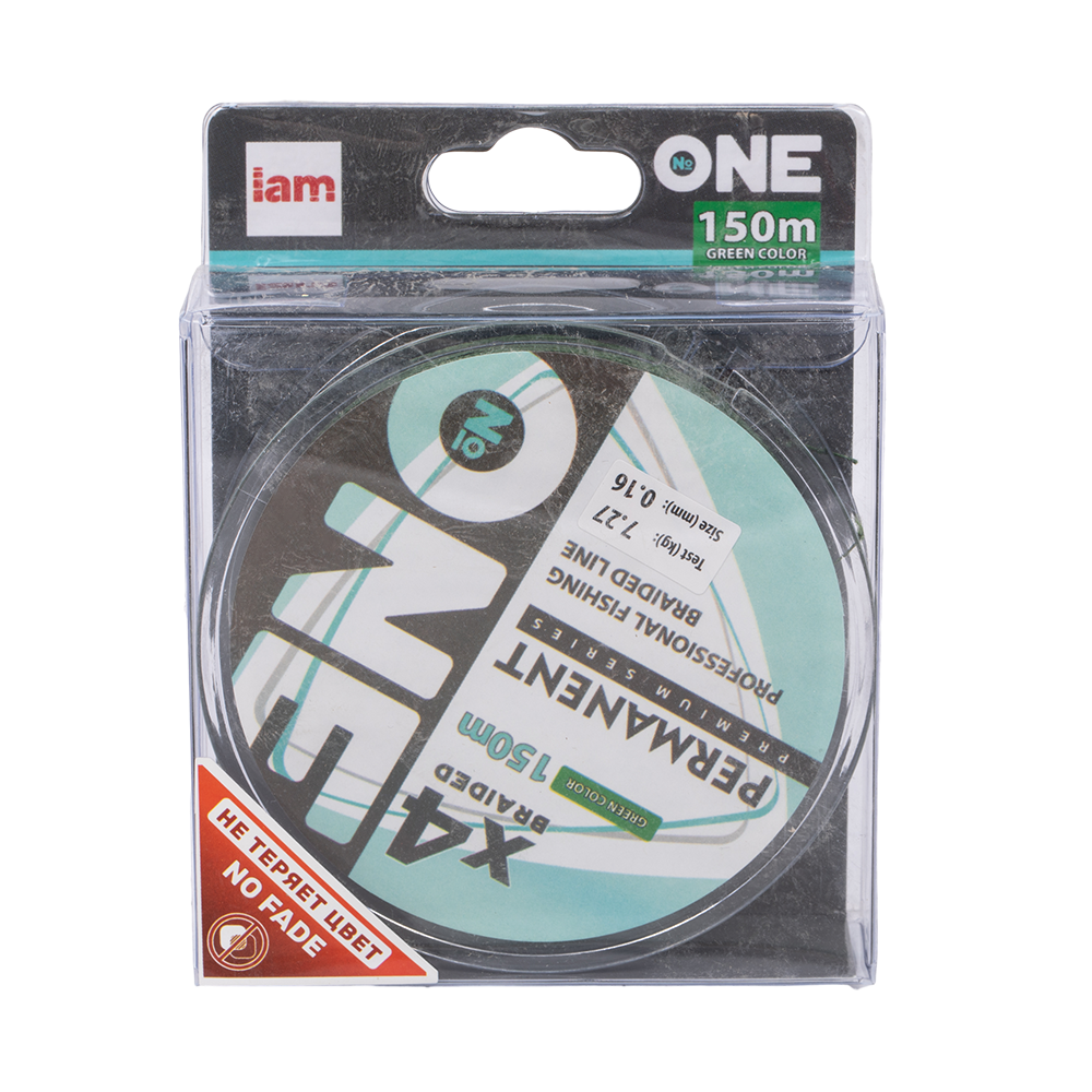 Плетеная леска №ONE PERMANENT Х4-150 (green) d0.16. Фото №1
