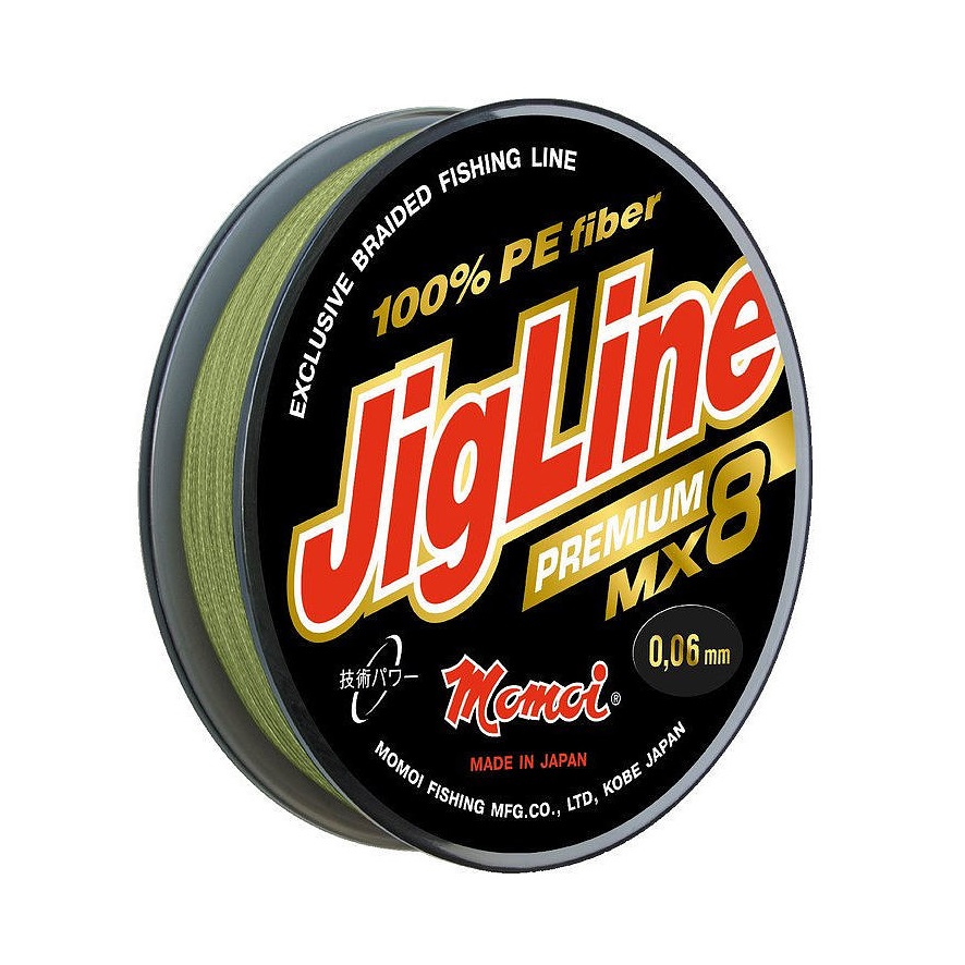 Плетеный шнур Momoi 8-и прядный JigLine Premium WX-8 0,10мм/100м, 7.8кг, хаки. Фото №1 Плетеный шнур Momoi 8-и прядный JigLine Premium WX-8 0,10мм/100м, 7.8кг, хаки. Фото №1