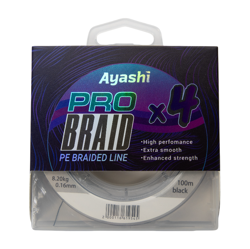 Плетенный шнур Ayashi PRO BRAID-X4 (black) d-0,16mm (100м). Фото №1 Плетенный шнур Ayashi PRO BRAID-X4 (black) d-0,16mm (100м). Фото №1