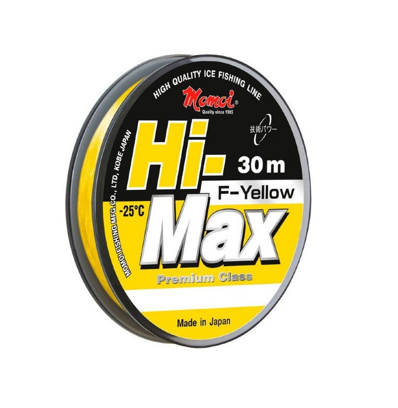 Леска монофиламентная Momoi Hi-Max 0,16мм/30м, 2,9кг, флуо желтая. Фото №1