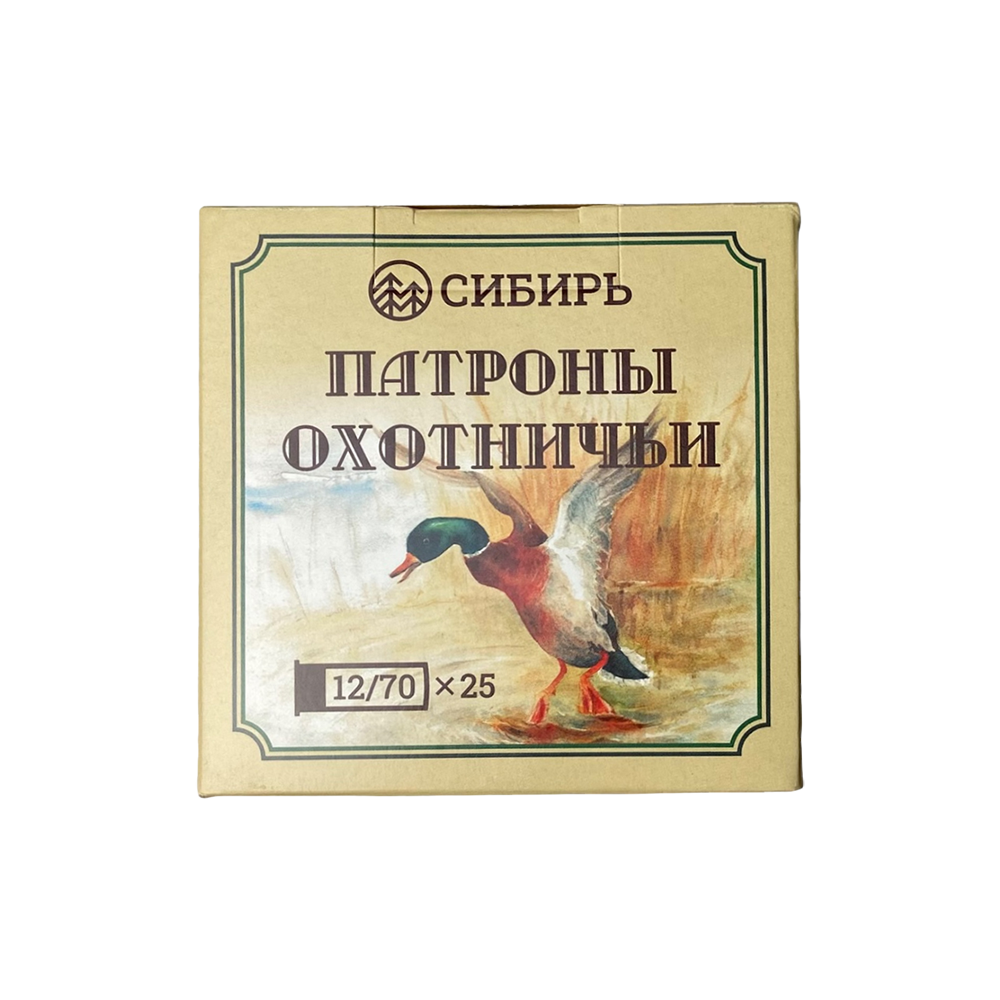 Патрон СИБИРЬ PREMIUM 12/70 охотничий дробовой 32г №3 (в пачке 25 шт) (в коробке 250шт). Фото №1