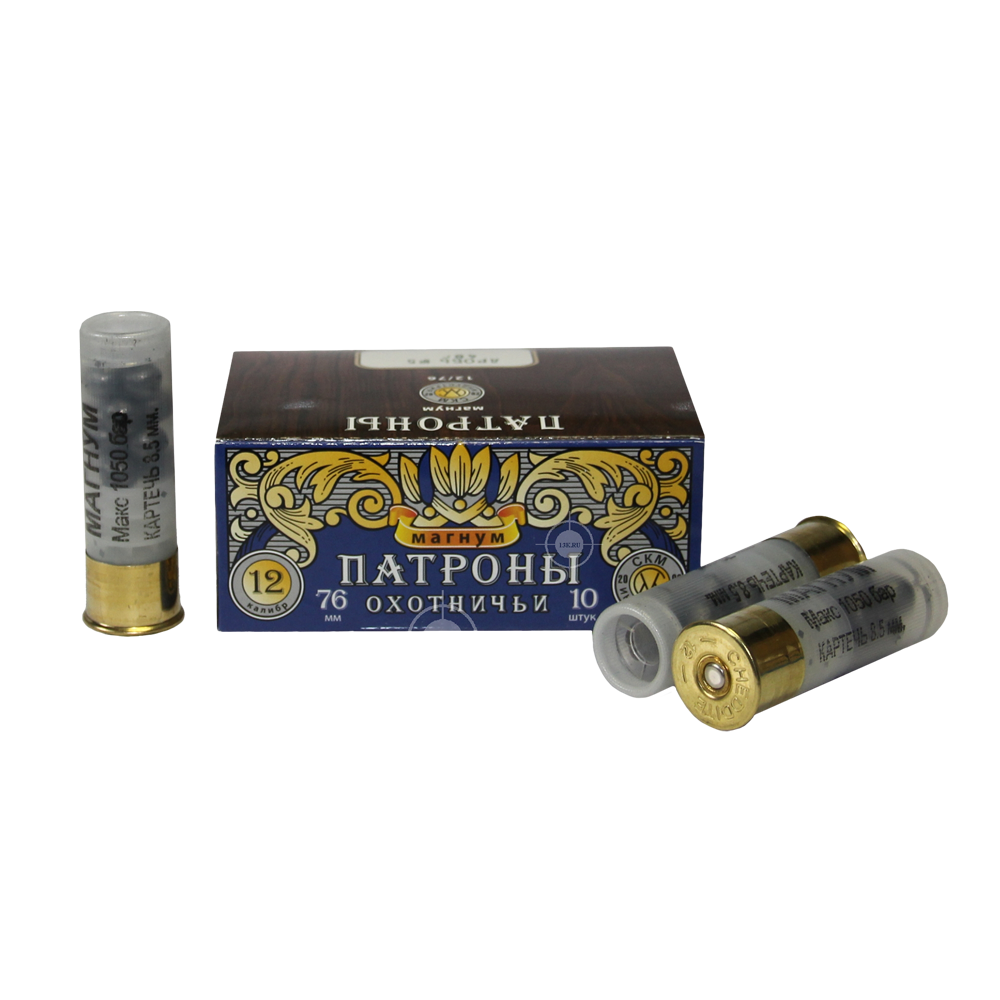 СКМ Патрон охотничий 12/76 картечь "8,5", 43 гр. Магнум (п. Россия) (в пачке 10 шт.). Фото №1