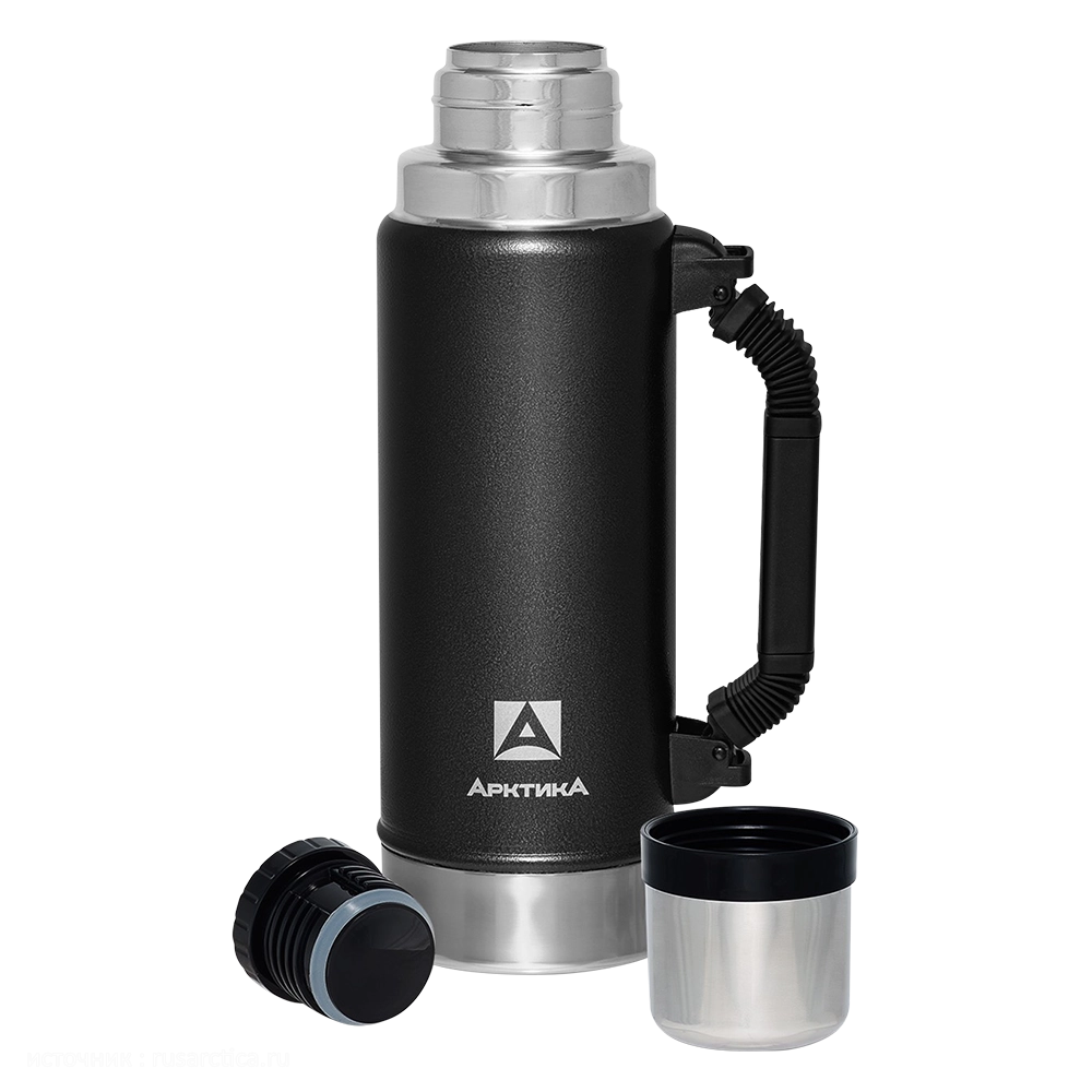 Термос для напитков вакуумный, бытовой, тм «Арктика», 1.25 л, арт. 106-1250P (чёрный). Фото №2