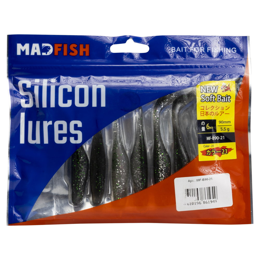 Виброхвост MADFISH BASTER 90мм, 5.5г, (6 шт. уп.) цвет 21. Фото №1