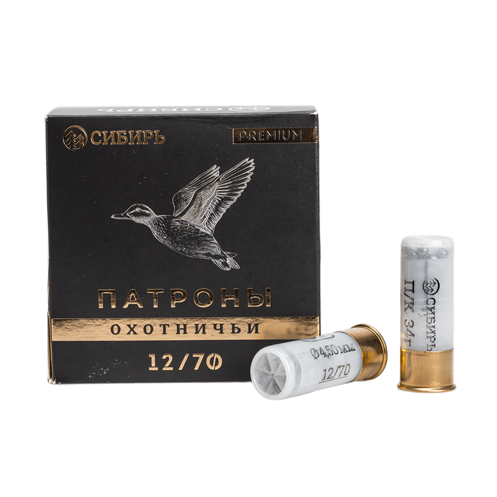 Патрон СИБИРЬ PREMIUM 12/70 охотничий дробовой 34г №00 (пачка 25 шт) (в коробке 250шт). Фото №1 Патрон СИБИРЬ PREMIUM 12/70 охотничий дробовой 34г №00 (пачка 25 шт) (в коробке 250шт). Фото №1