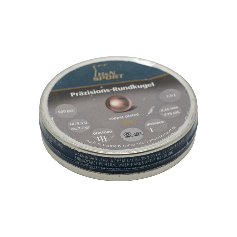 Пуля пневматическая "H&N Round Kugeln", 4,45 мм., омедн., 7,33 гран (500 шт.). Фото №1 Пуля пневматическая "H&N Round Kugeln", 4,45 мм., омедн., 7,33 гран (500 шт.). Фото №1