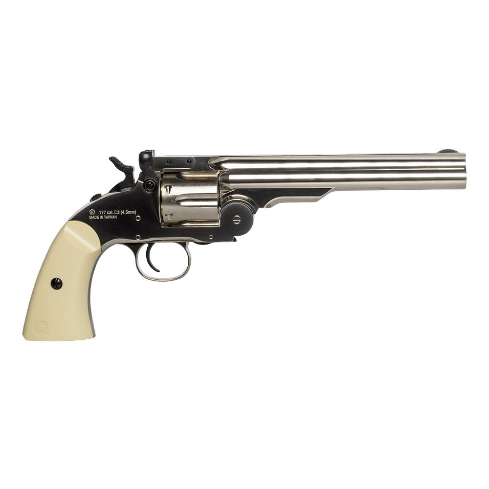 Револьвер пневматический ASG Schofield 6" Silver, калибр 4,5 мм. Фото №1