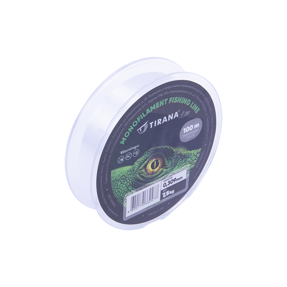 Леска монофильная прозрачная TIRANA LINE 100м - 0,309. Фото №2