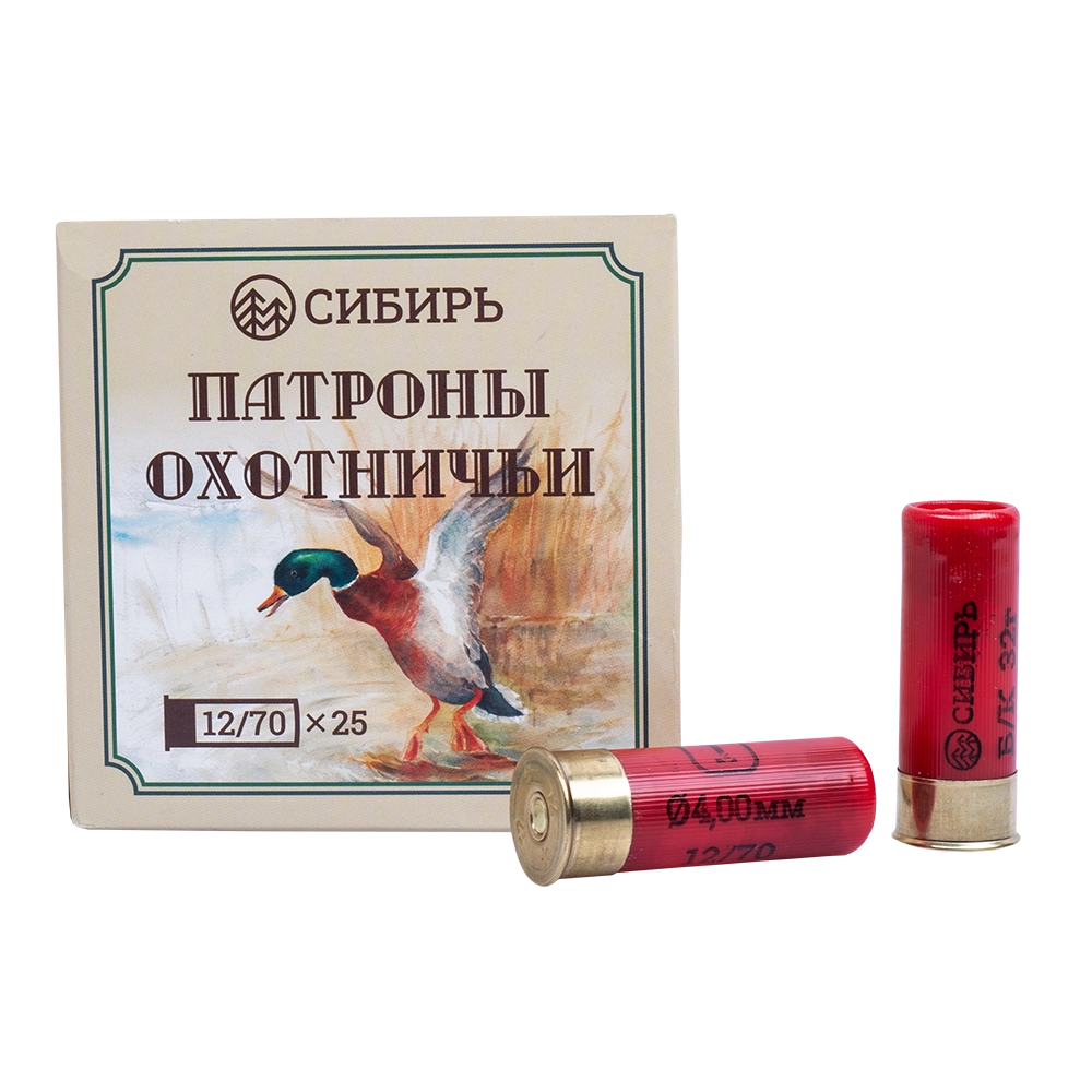Патрон СИБИРЬ PREMIUM 12/70 охотничий дробовой 32г №1 б/к (в пачке 25 шт) (в коробке 250шт). Фото №2