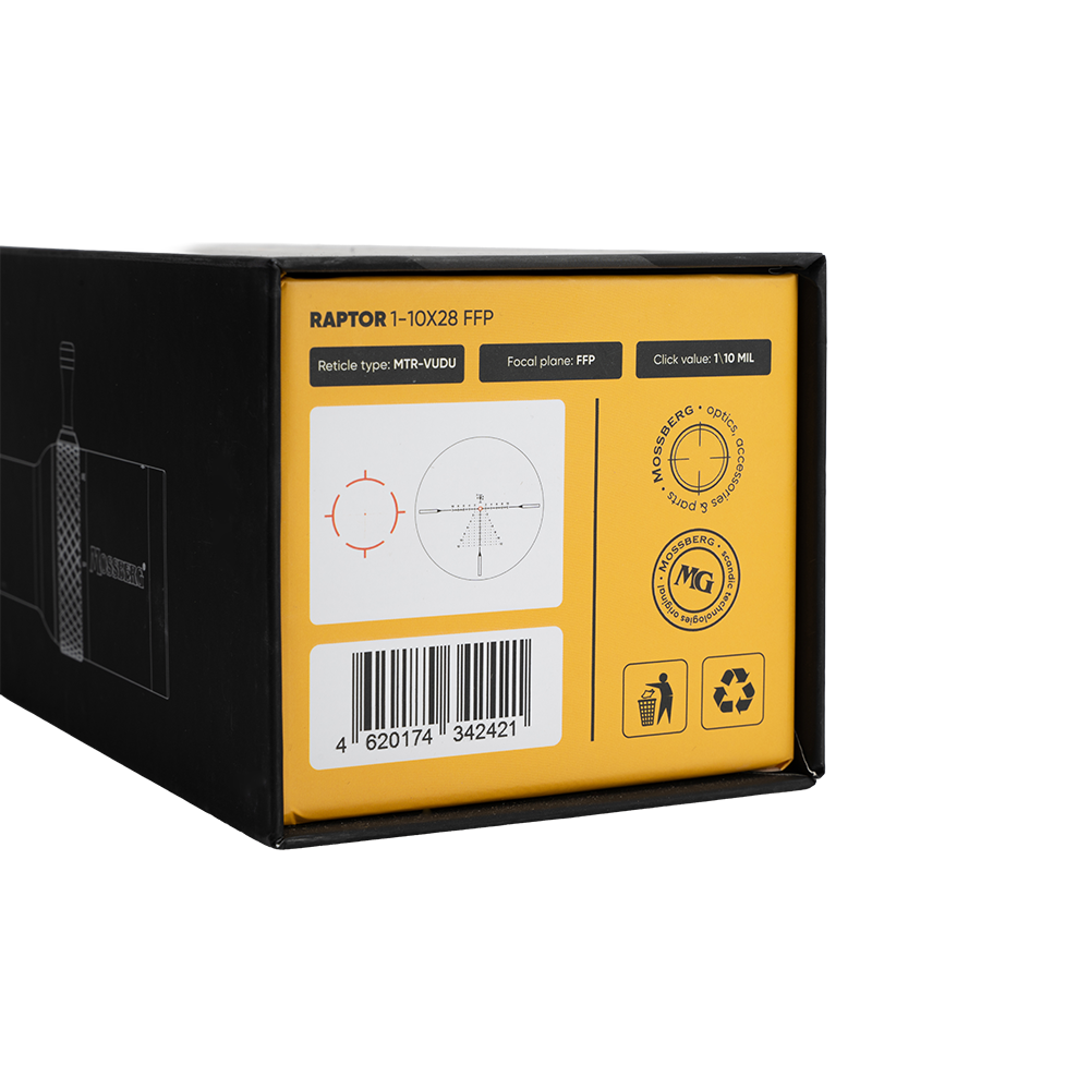 Оптический прицел MOSSBERG RAPTOR 1-10x28 FFP 34мм с подсветкой (MTR-VUDU) 0.1 MRAD. Фото №14