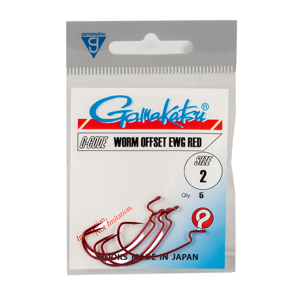 Крючок Gamakatsu HooK Worm Offset EWG Red №02. Фото №1