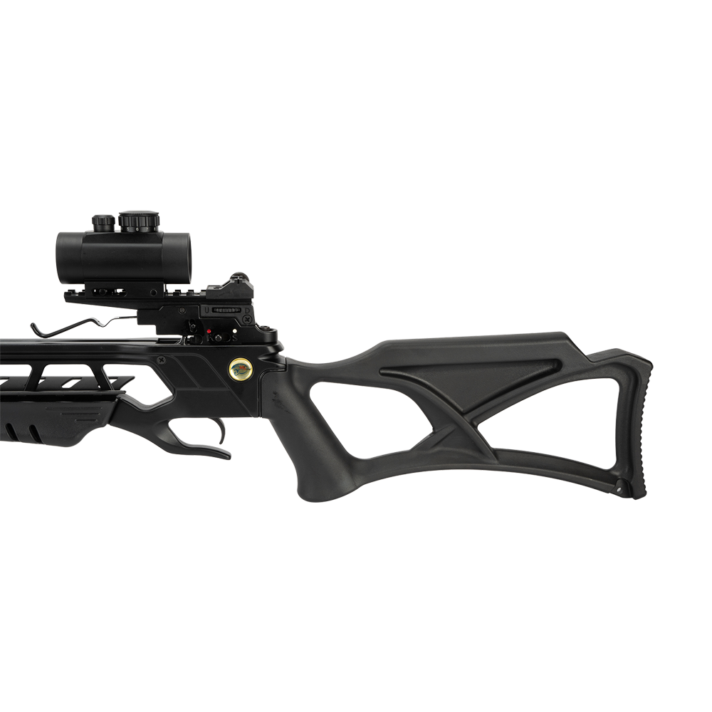 Арбалет рекурсивный Man Kung XB23, black, 4 стрелы, натяжитель, прицел, ремень, кивер. Фото №5