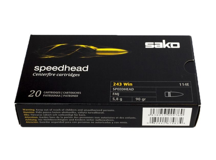 Патрон нарезной SAKO калибр 243 Win FMJ Speedhead 5,8 гр. 90 grn. (в пачке 20 шт.). Фото №2