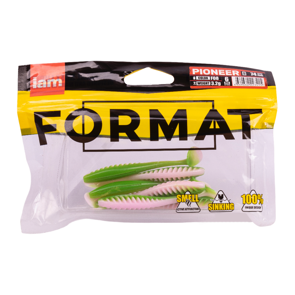 Силиконовая приманка FORMAT PIONEER 74mm, цвет F08, (6шт). Фото №5 Силиконовая приманка FORMAT PIONEER 74mm, цвет F08, (6шт). Фото №5