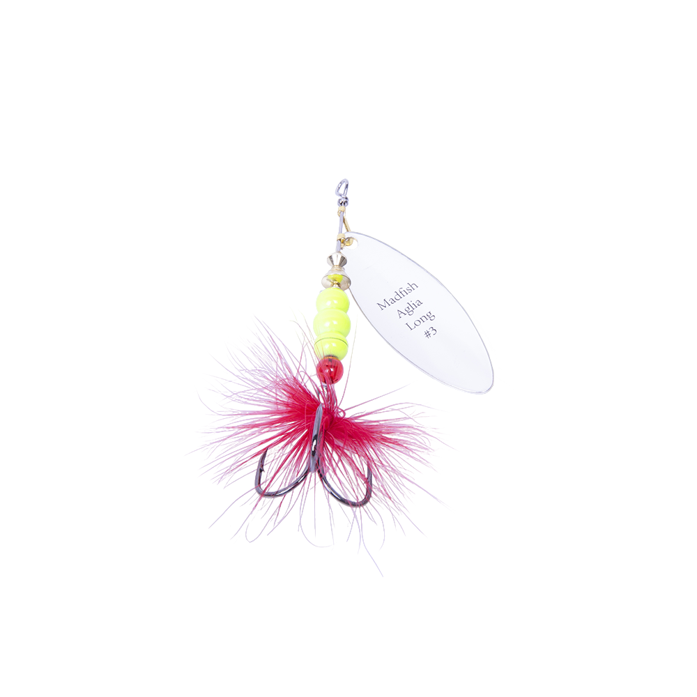 Блесна вращающаяся MADFISH Aglia Long №3, 11,5гр, цвет (Silver-red-dot). Фото №4