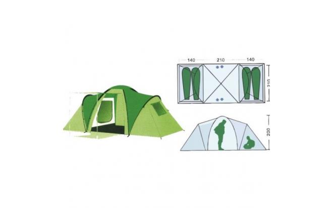 Палатка туристическая Remington 4-местная (140+210+140)*210*200. Фото №2