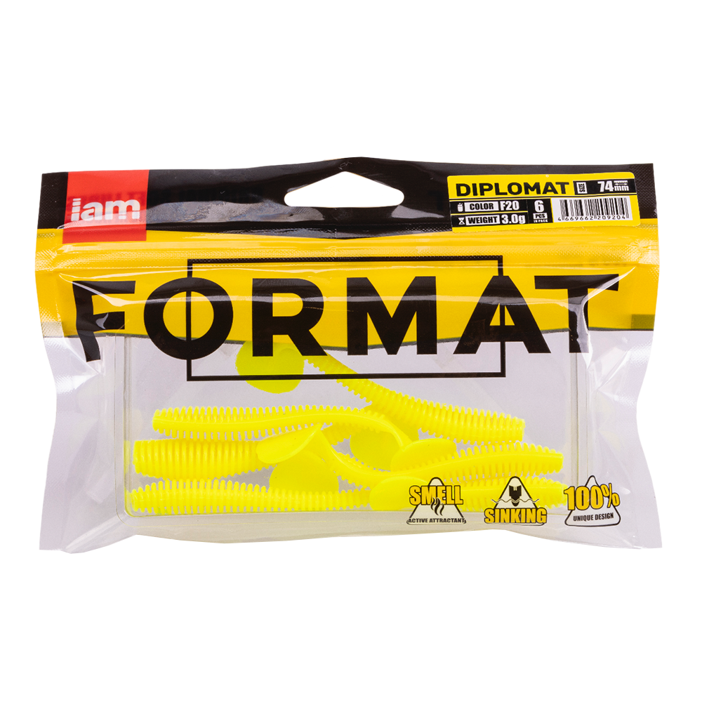 Силиконовая приманка FORMAT DIPLOMAT 74mm, цвет F20, (6шт). Фото №5