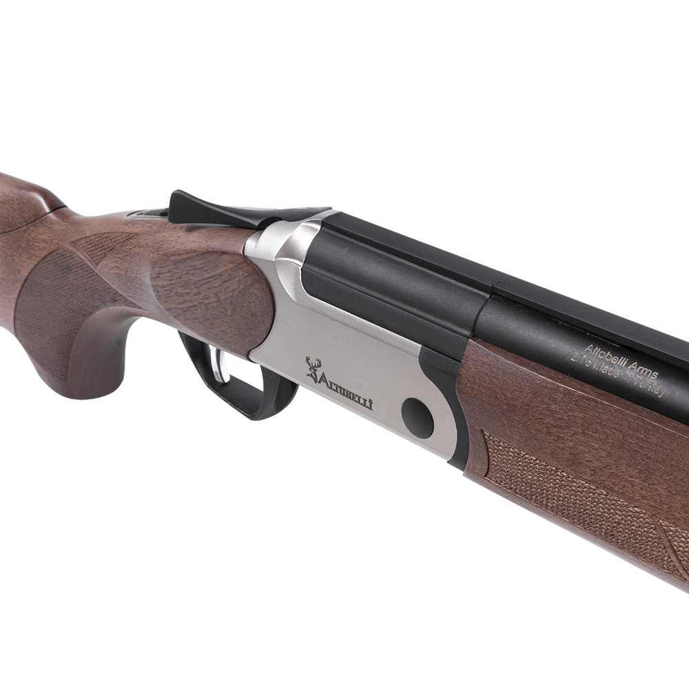 Ружье Altobelli ALB-101 AX TRP Silver,калибр 12/76,L=760 (орех, экстрактор, сталь, широкая планка, регулируемая щека, кейс). Фото №4