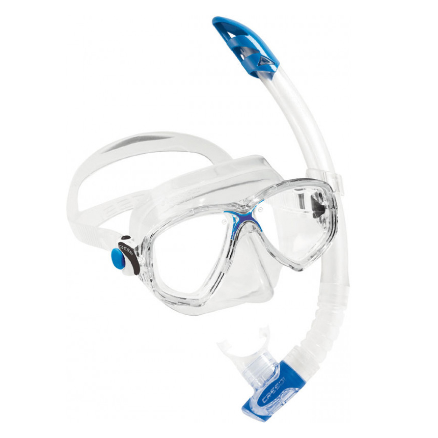 Набор MAREA VIP (маска MAREA + трубка GAMMA) прозрачный силикон / синий Cressi. Фото №1