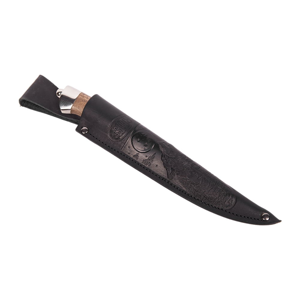 Нож ЗЗОСС, Н85, клинок ст.ЭИ-107, рукоять никель, орех. Фото №1