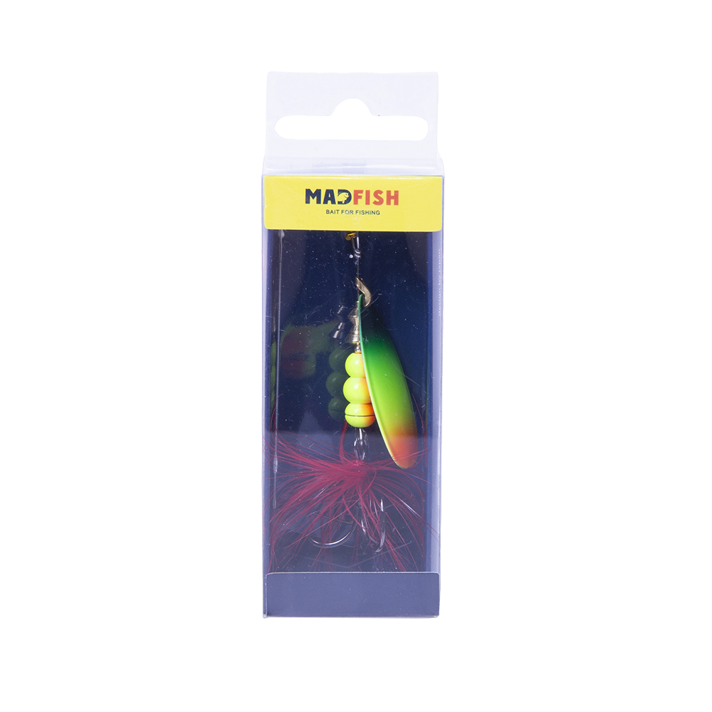 Блесна вращающаяся MADFISH Aglia №4, 9гр, цвет (Rainbow). Фото №1