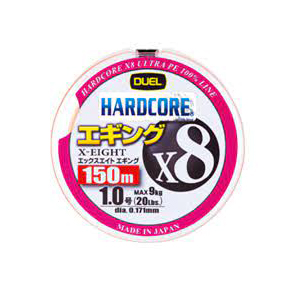 Плетеный шнур Duel PE Hardcore X8 Eging 150m 3Color #0.8 (0.153mm) 7.0kg			. Фото №2