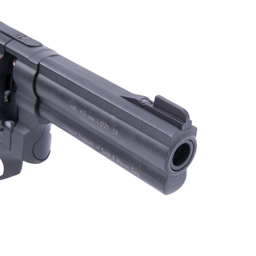 Пистолет пневматический S&W 586-4" (чёрный с чёрными резиновыми накладками). Фото №3