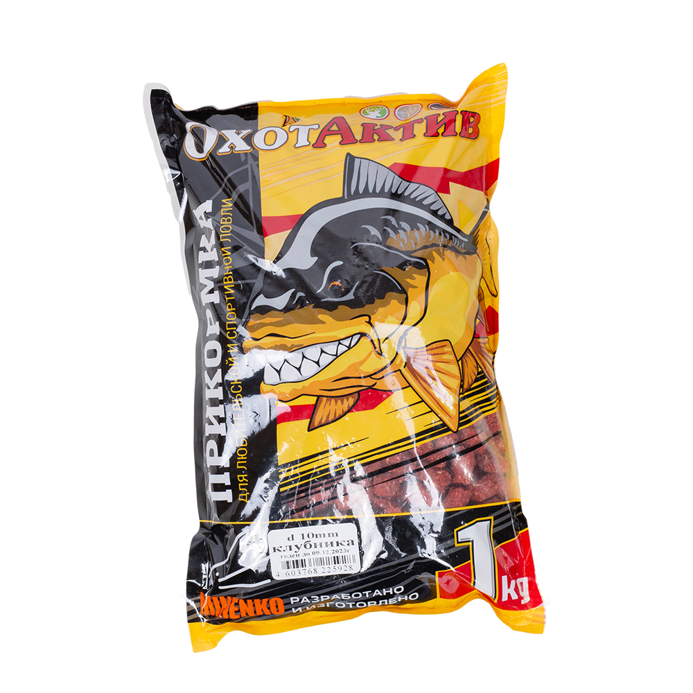 Гранулы «ОхотАктив» 10мм, Клубника (1кг) Classic. Фото №1