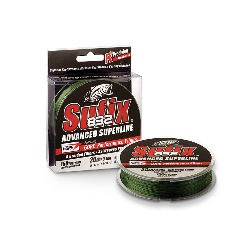 Леска плетеная Sufix 832 Braid Lo Vis Green 135м, 0.42мм. Фото №2