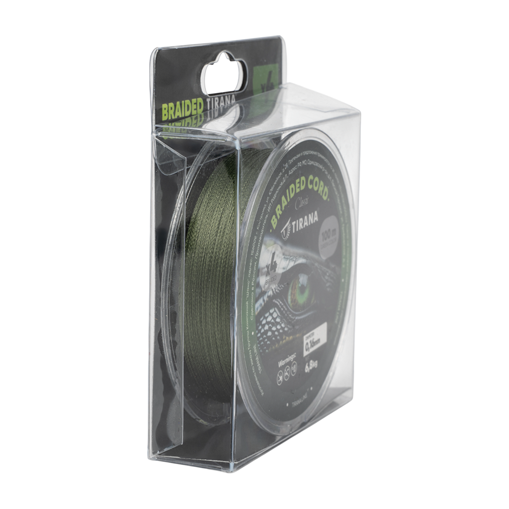 Шнур плетеный Tirana Folk Cord X4 PE 100м, d0,16 (green). Фото №3