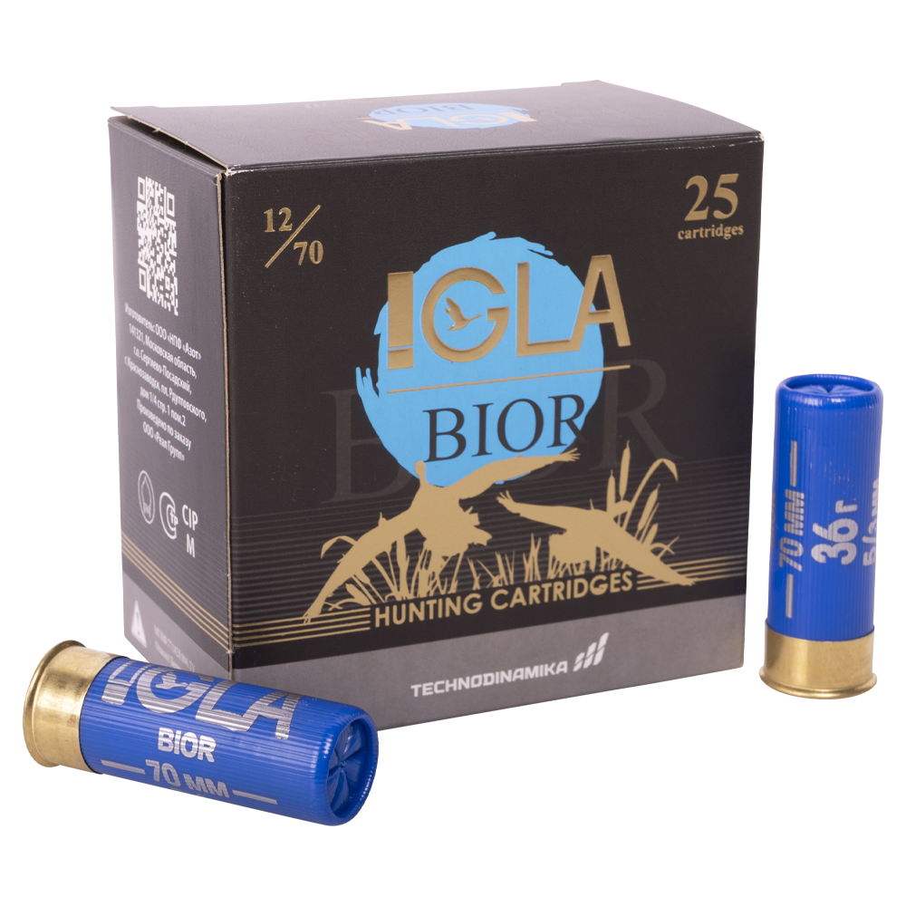 Патрон "IGLA-BIOR" 12/70 №5 36г (пачка 25шт, короб., 250). Фото №1