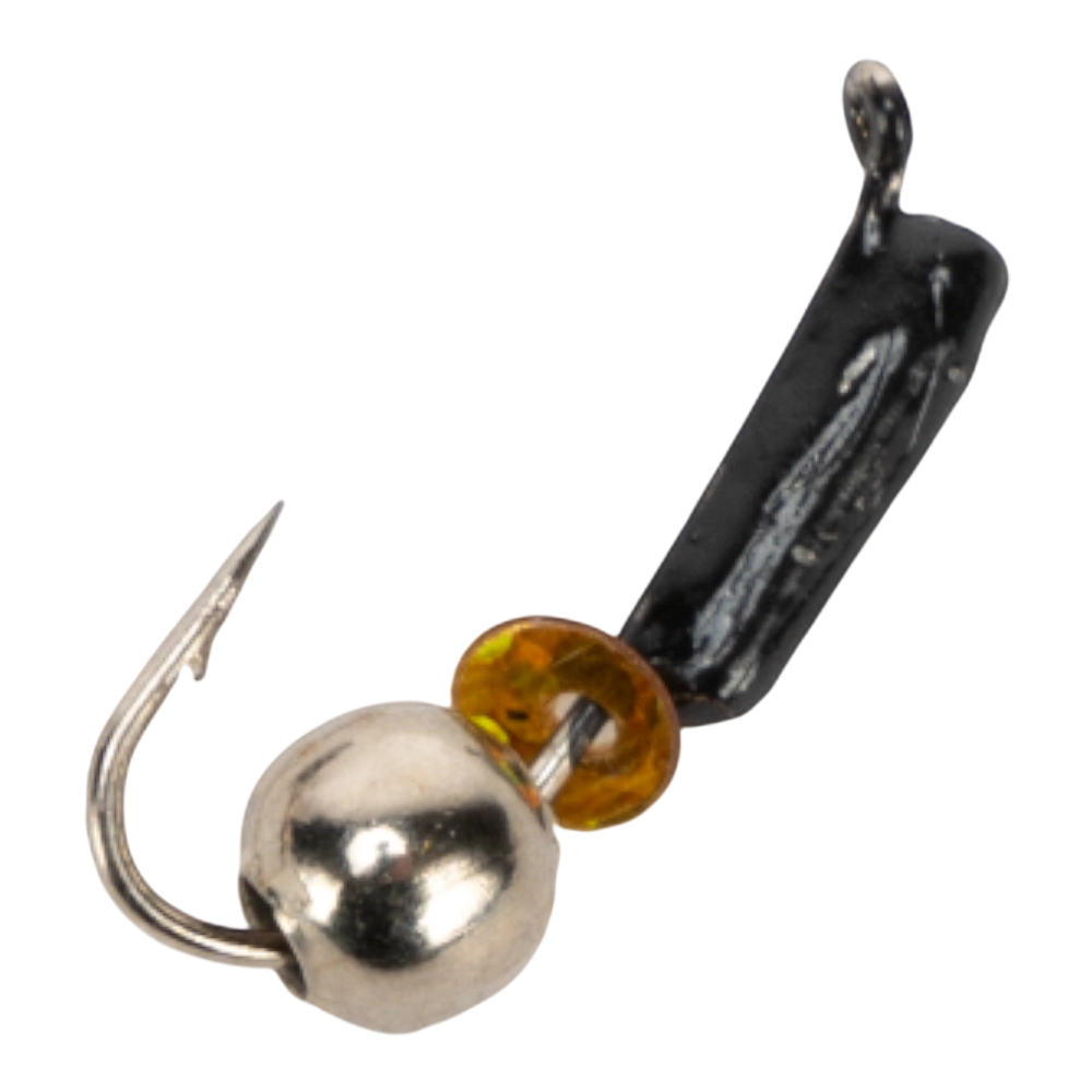 Мормышка вольфрамовая Trye Weight черная "Гвоздешарик" d1,5мм шарик, серебро, пайетка (10шт). Фото №1 Мормышка вольфрамовая Trye Weight черная "Гвоздешарик" d1,5мм шарик, серебро, пайетка (10шт). Фото №1