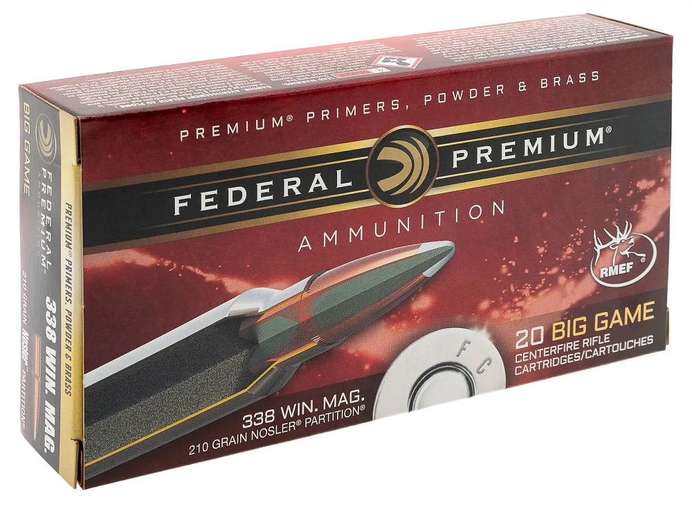 Патрон нарезной FEDERAL калибр 338 WIN MAG Nosler Partition 13,6 гр. 210 grn. (в пачке 20 шт.). Фото №2
