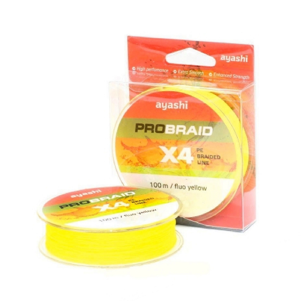 Плетенный шнур Ayashi PRO BRAID-X4 (fluo yellow) d-0,16mm (100м). Фото №2 Плетенный шнур Ayashi PRO BRAID-X4 (fluo yellow) d-0,16mm (100м). Фото №2