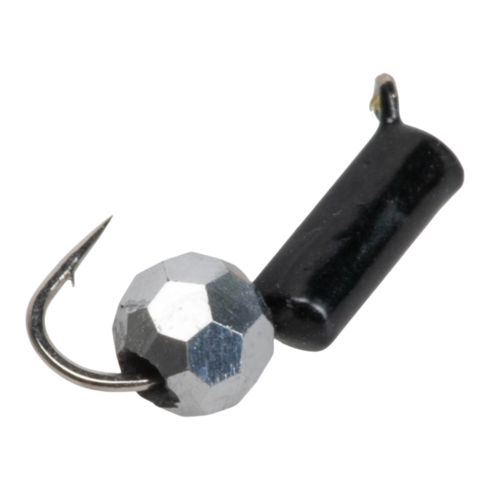 Мормышка вольфрамовая Trye Weight черная "Гвоздешарик" d2,0мм многогранный, серебро (10шт). Фото №2