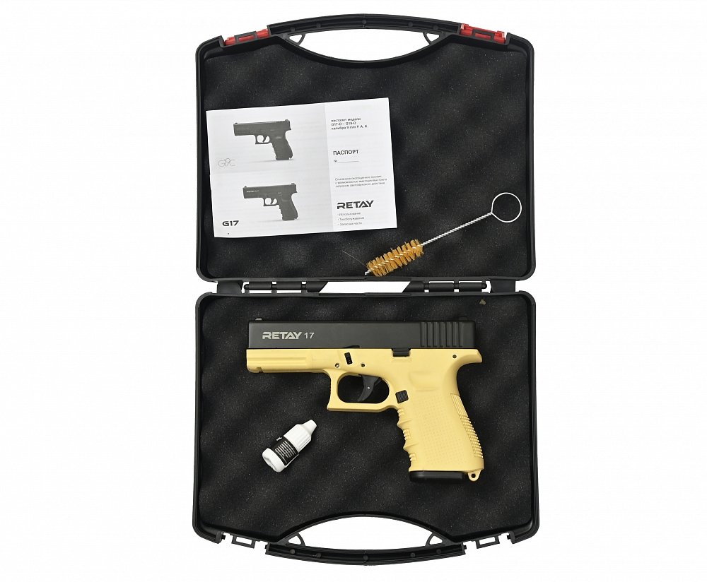 Пистолет охолощенный RETAY 17, (Glock 17), Yellow, калибр 9mm. P.A.K. Фото №5