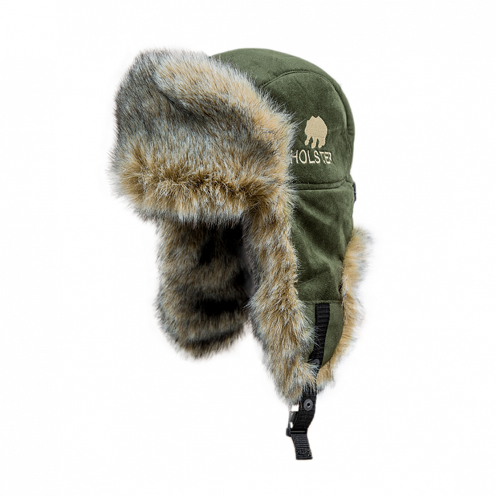 Шапка ушанка "Хольстер" (замша с мембранным покрытием, олива) (57-58) (Хольстер). Фото №3
