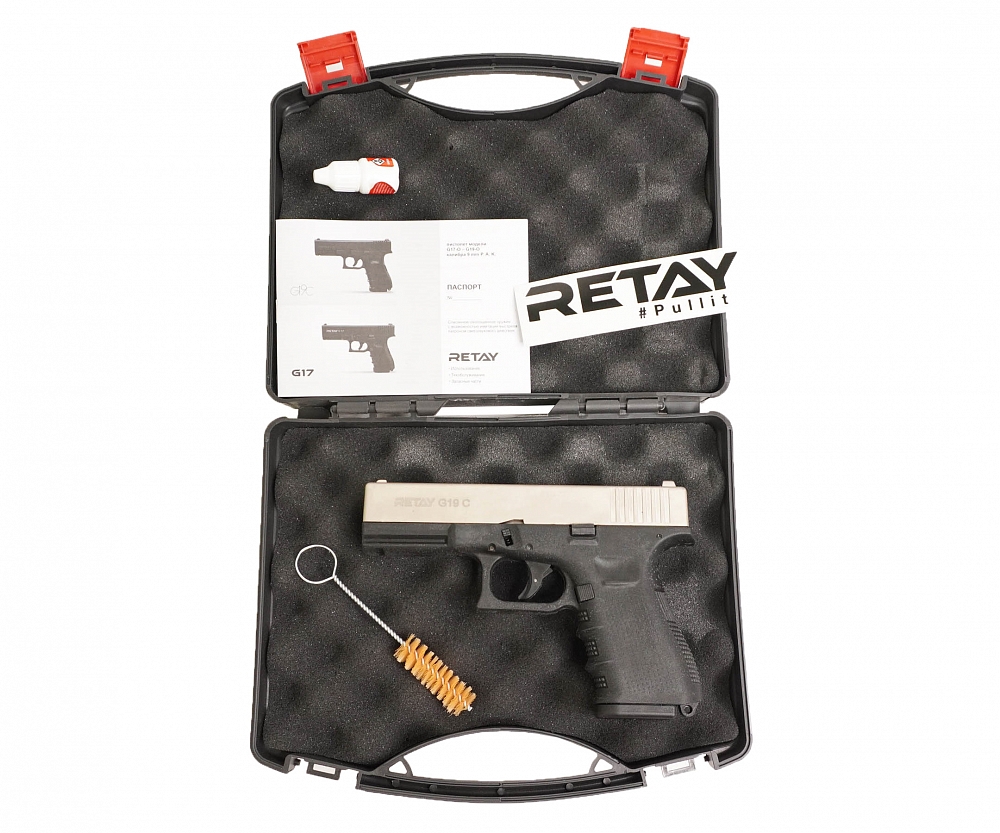 Пистолет охолощенный RETAY G19C, (Glock 19), Сатин, калибр 9mm. P.A.K. Фото №4