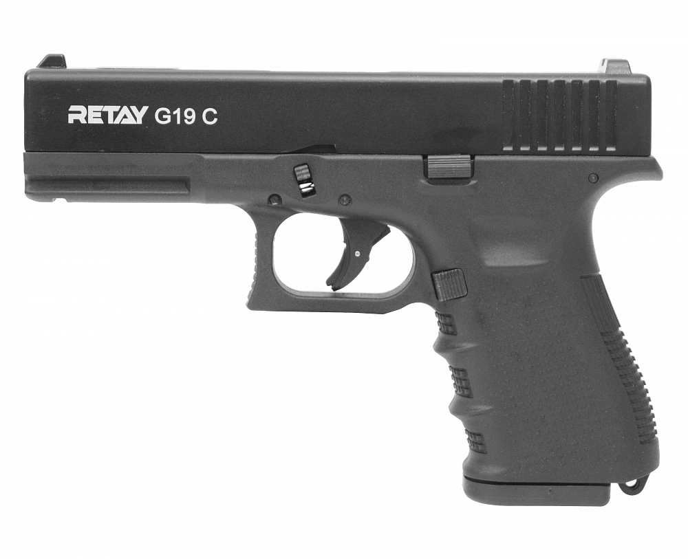 Пистолет охолощенный RETAY G19C, (Glock 19), черный, калибр 9mm. P.A.K. Фото №2 Пистолет охолощенный RETAY G19C, (Glock 19), черный, калибр 9mm. P.A.K. Фото №2