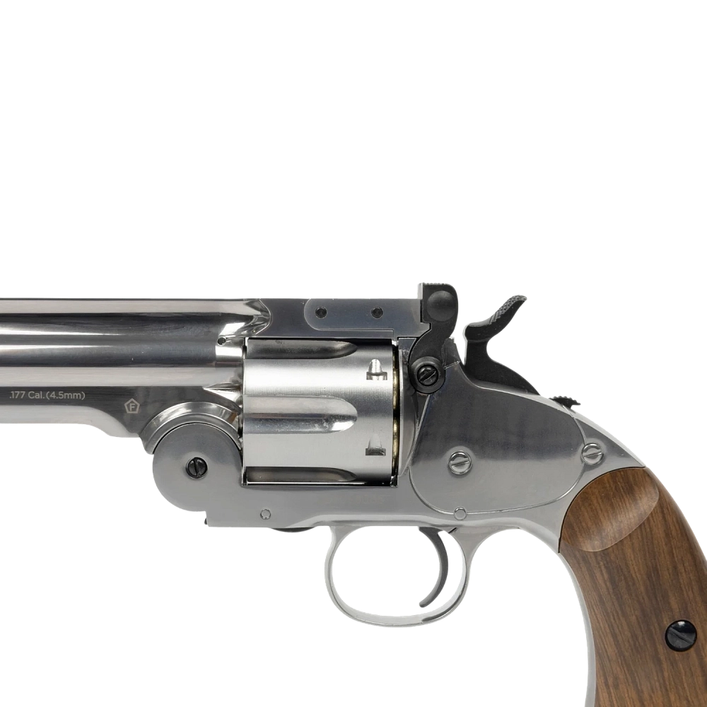 Револьвер пневматический Borner Schofield silver калибр 4.5 мм, 3Дж. Фото №7 Револьвер пневматический Borner Schofield silver калибр 4.5 мм, 3Дж. Фото №7