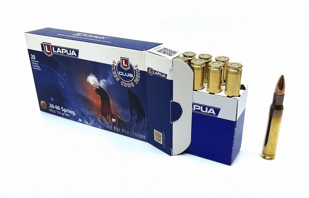 Патрон нарезной LAPUA калибр 30-06 SPRG FMJ 8,1 гр. 123 grn. (в пачке 20 шт.). Фото №1 Патрон нарезной LAPUA калибр 30-06 SPRG FMJ 8,1 гр. 123 grn. (в пачке 20 шт.). Фото №1