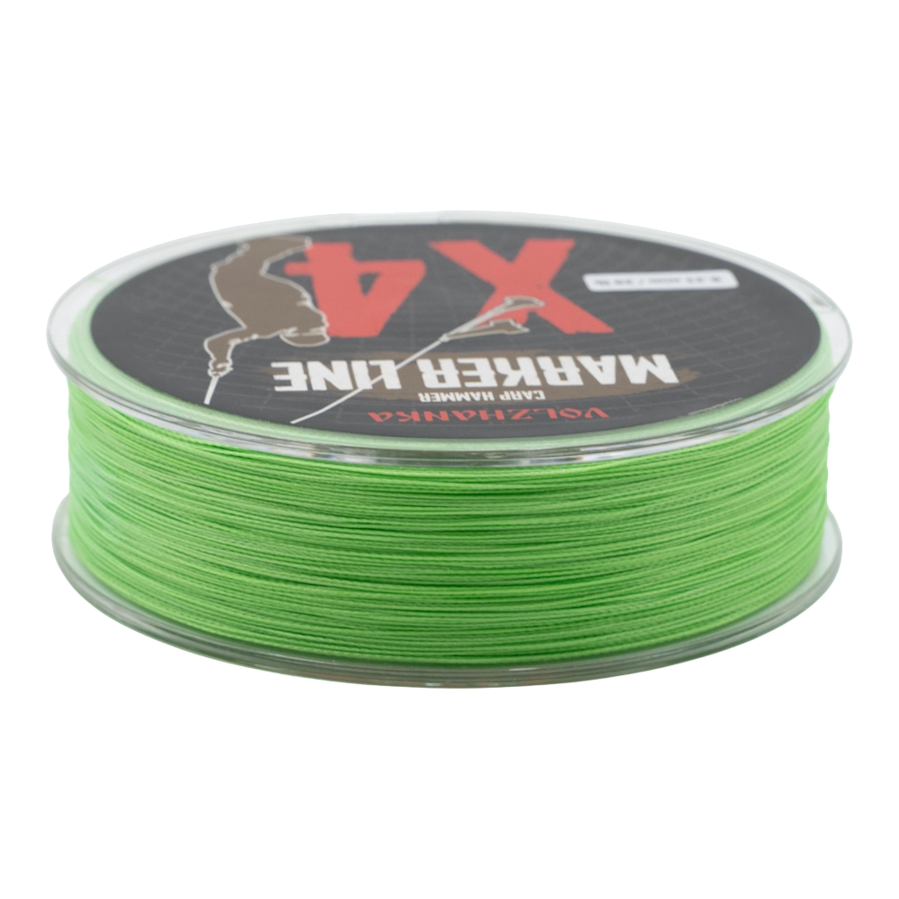 Плетеный шнур "Волжанка" Carp Hammer "Marker Line X4" 300м, 0.25мм, 20lb, цв. Зеленый. Фото №4
