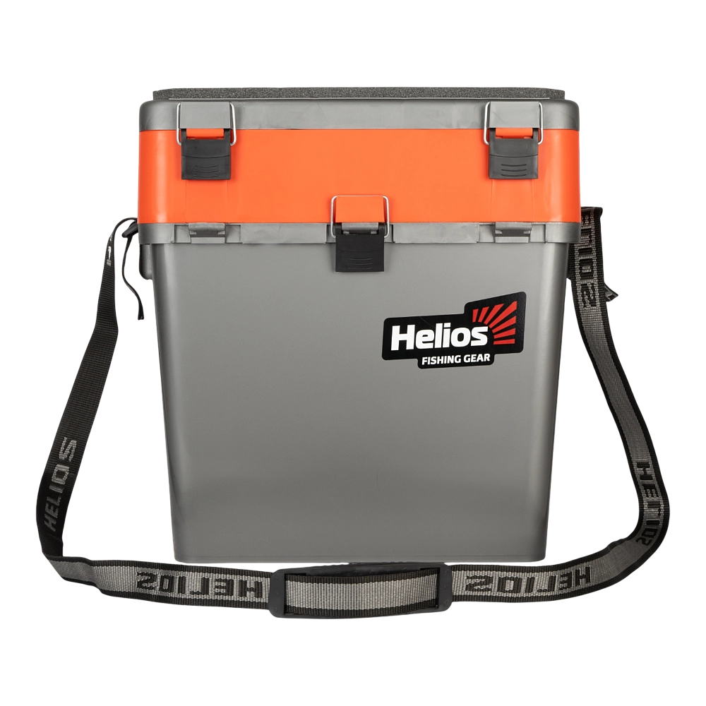 Ящик рыболовный зимний серый/оранжевый Helios (HS-IB-19-GO). Фото №1
