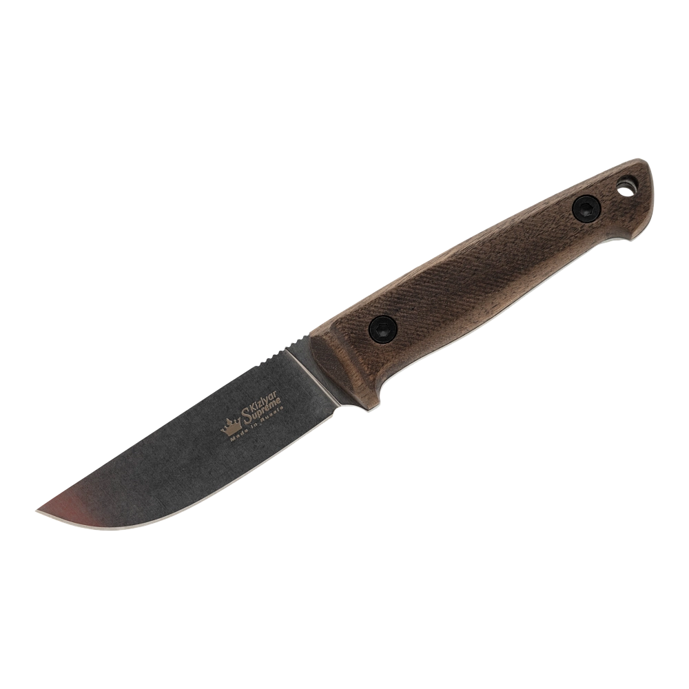 Нож Kizlyar Supreme Nikki, AUS-8 SW WH LS (StoneWash, Walnut Handle, Leather Sheath). Фото №1