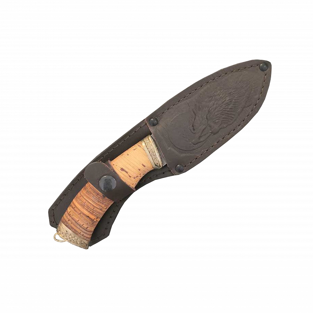 Нож МС Разделочный, клинок дамаск, рукоять береста. Фото №1